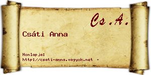 Csáti Anna névjegykártya